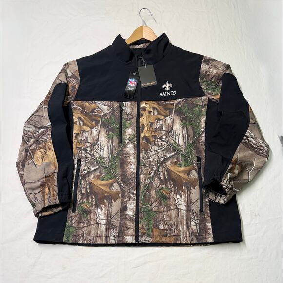 New Orleans Saints camo jacket full zipper Dunbrooke Realtree Men’s size 3XL NWT